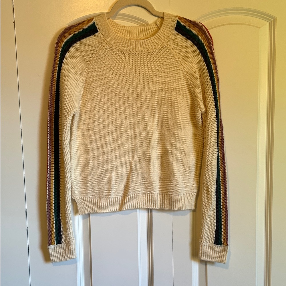 Altar’d State Striped Sleeve Cream Sweater size S